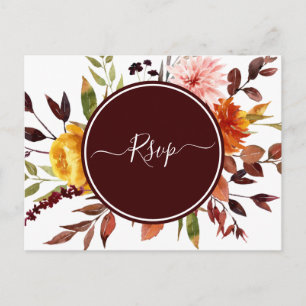 Najaargang Waterverf Burgundy Wedding RSVP Briefkaart