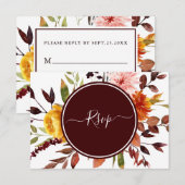 Najaargang Waterverf Burgundy Wedding RSVP Kaartje (Voorkant / Achterkant)