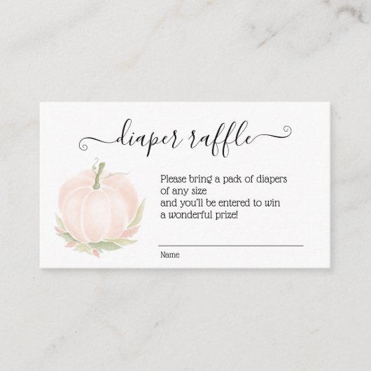 Najaargang witte pompoen Waterverf luier Raffle Informatiekaartje (Voorkant)