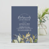 Najaargrijze marine Bridesmaids Luncheon Kaart (Staand voorkant)