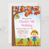 NajaarHerfst Girl Scarecrow Birthday Kaart (Voorkant)