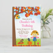 NajaarHerfst Girl Scarecrow Birthday Kaart (Staand voorkant)