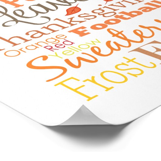 NajaarHerfst Typografie Wall Art Poster (Hoek)