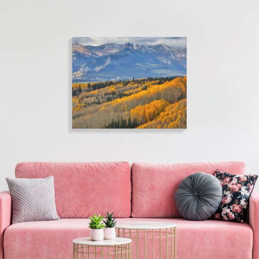Najaarkleuren op Aspen Groves Canvas Afdruk (Insitu (Woonkamer))