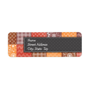 Najaarkleuren; Rood, Oranje, bruin patchwork Etiket