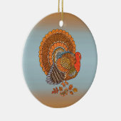 Najaarkleuren Thanksgiving mannetje Turkey Fanned Keramisch Ornament (Rechts)