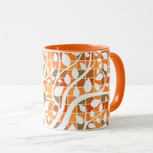 Najaarkwadraten en bladeren mok (Voorkant rechts)