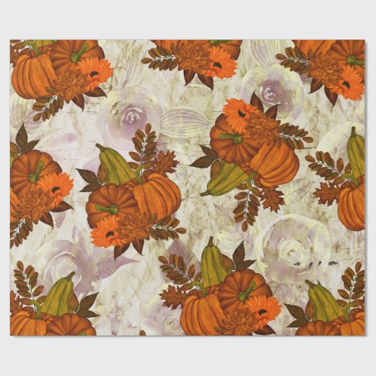 Najaarleien en pompoen Herfst Patroon Cadeaupapier (Vlak)
