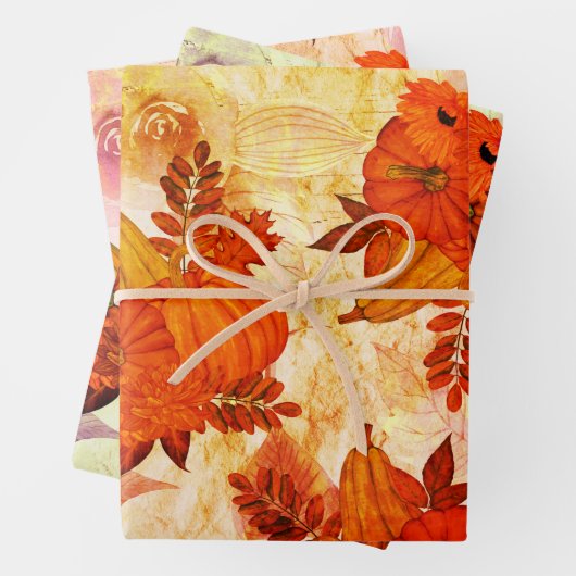 Najaarleien en pompoen Herfst Patroon Inpakpapier Vel (In situ)
