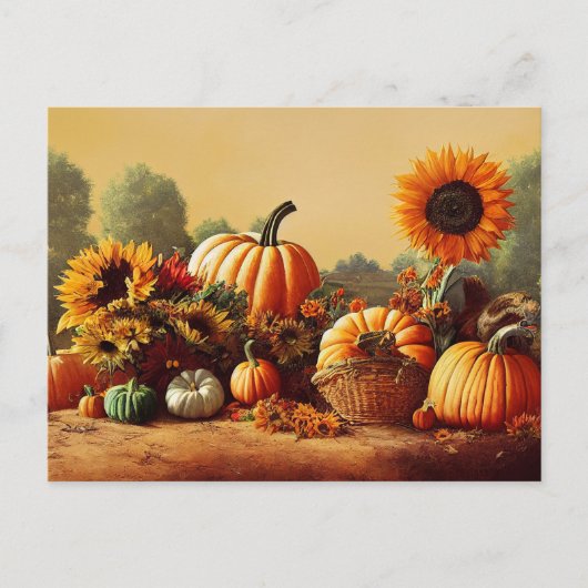 Najaarluiers en zonnebloemen briefkaart (Voorkant)