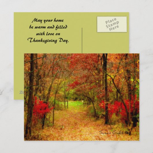 Najaarpad in het Briefkaart Thanksgiving bos (Voorkant / Achterkant)