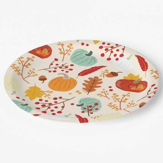 Najaarpompoenen en Bord van bladpatroonpapier (Gekanteld)