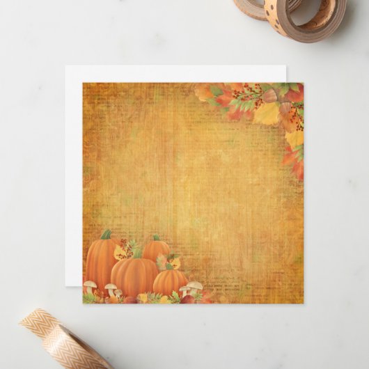 Najaarpompoenen en foliage illustratie notitiekaartje (Voorkant / Achterkant in situ)
