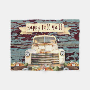 Najaars Antiek Rustic Truck & Herfst Pumpkins Fleece Deken