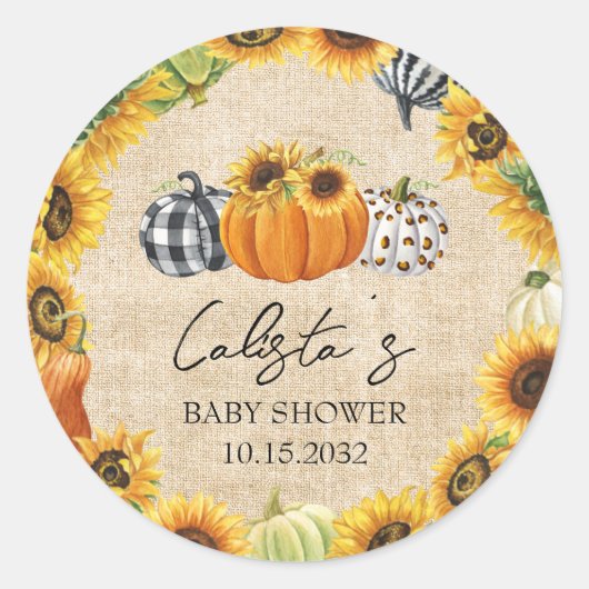 Najaars Baby shower voor zonnebloempitten Ronde Sticker (Voorkant)