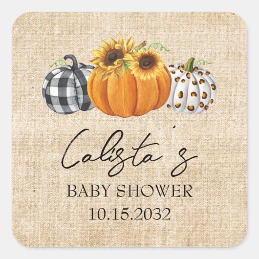 Najaars Baby shower voor zonnebloempitten Vierkante Sticker (Voorkant)