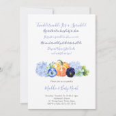 Najaars Baby Sprinkle for Boy, pompoenblauw floral Kaart (Voorkant)