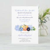 Najaars Baby Sprinkle for Boy, pompoenblauw floral Kaart (Staand voorkant)