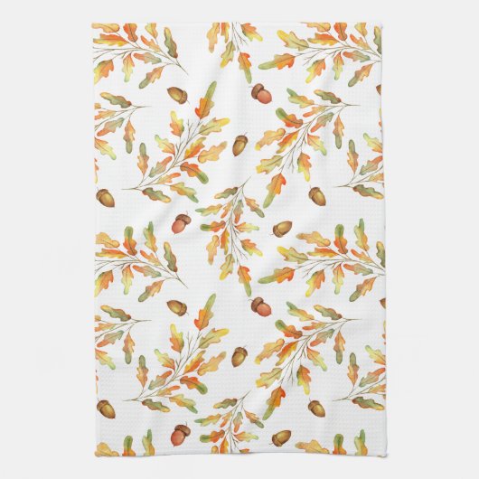 Najaars bladeren en eikels gevild theedoek (Verticaal)