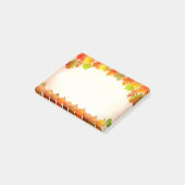 Najaars bladeren en pompoenen op scrollen post-it® notes (Schuin)