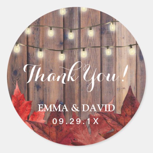 Najaars bladeren en taaislijplichten Rustic Fall W Ronde Sticker (Voorkant)