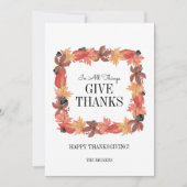Najaars bladeren geven Bedankt Thanksgiving kaart (Voorkant)