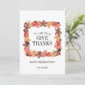 Najaars bladeren geven Bedankt Thanksgiving kaart (Staand voorkant)