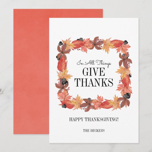 Najaars bladeren geven Bedankt Thanksgiving kaart (Voorkant / Achterkant)