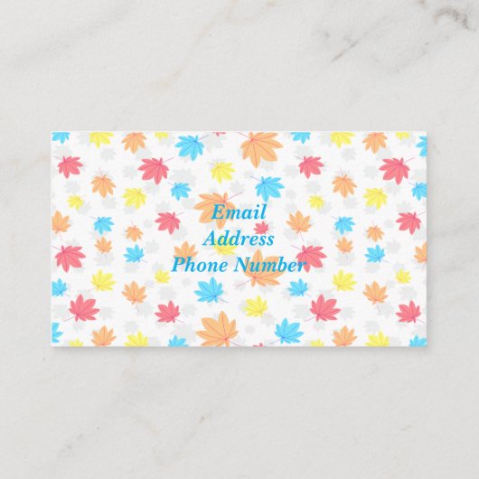 Najaars bladeren visitekaartje (Achterkant)