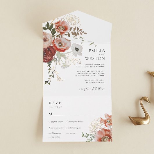 Najaars Bohemiaanse Herfst Alle op één bruiloft All In One Uitnodiging