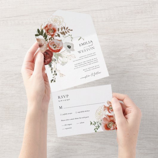 Najaars Bohemiaanse Herfst Alle op één bruiloft All In One Uitnodiging (Afscheurbaar)