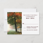 Najaars bomen vallen op hek en RSVP-kaarten RSVP Kaartje (Achterkant)