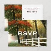 Najaars bomen vallen op hek en RSVP-kaarten RSVP Kaartje (Voorkant / Achterkant)