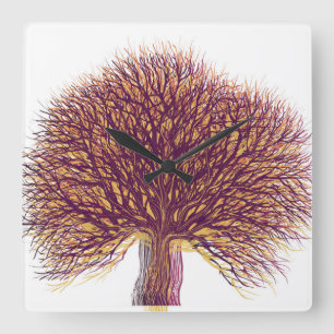 Najaars boom #4 vierkante klok