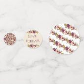 Najaars Bourgogne en roze Floral Wedding Table Confetti (Achterkanten)