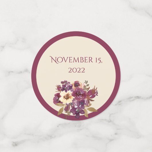 Najaars Bourgogne en roze Floral Wedding Table Confetti (Kleine voorkant)