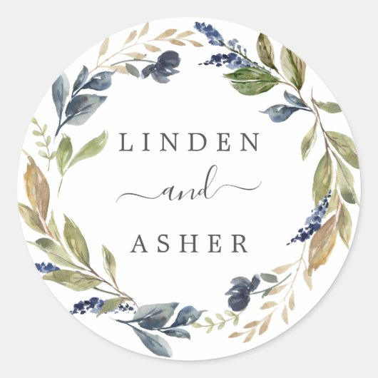 Najaars bruinhuwelijkse wijnen ronde sticker (Voorkant)