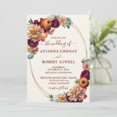 Najaars Colors Burgundy Sinaasappel Blush Wedding  Kaart (Staand voorkant)