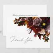 Najaars Donker en Moody Floral Wedding Bedankkaart (Voorkant / Achterkant)