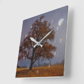 Najaars eiken en moon Fantasy Surreal Vierkante Klok (Hoek)