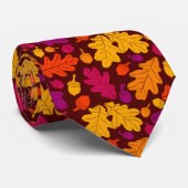 Najaars eikenbladeren en eikenhouten bonen stropdas (Opgerold)