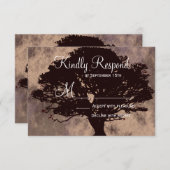 Najaars eikenboom Silhouette Fall Wedding RSVP-kaa RSVP Kaartje (Voorkant / Achterkant)