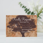 Najaars eikenboom Silhouette Fall Wedding RSVP-kaa RSVP Kaartje (Staand voorkant)