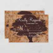 Najaars eikenboom Silhouette Fall Wedding RSVP-kaa RSVP Kaartje (Voorkant / Achterkant)