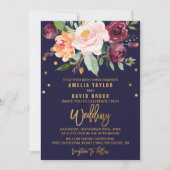 Najaars Floral met Typografie Backing Wedding Kaart (Voorkant)