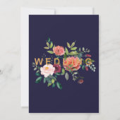 Najaars Floral met Typografie Backing Wedding Kaart (Achterkant)