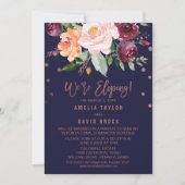 Najaars Floral Roos Gold Elopement Reception Kaart (Voorkant)