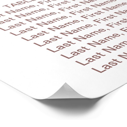 Najaars Floral Roos Gold Light Seating Chart Poster (Hoek)