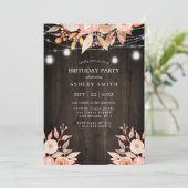 Najaars Floral Waterverf String Lights Birthday Kaart (Staand voorkant)