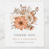 Najaars Florals Passen getrouwd Names Datum huweli Wijn Etiket (Enkel label)